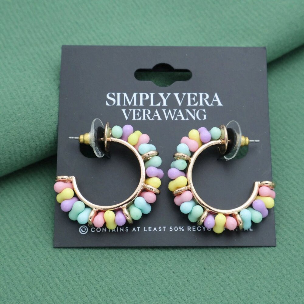 Simply Vera Beaded Hoop Earrings Colorful Chic Jewelry Trendy Style New